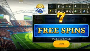 Tampilan layar permainan slot World Football Fortunes pada perangkat seluler