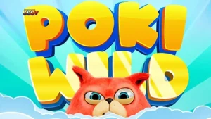 Tampilan layar utama permainan slot Poki Wild dengan desain yang cerah